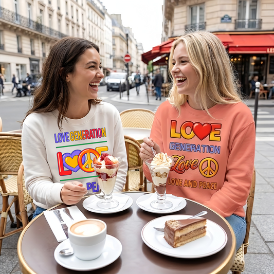 Love & Peace Pop Art Sweatshirt - Gradient Design | Premium Cotton Fleece
