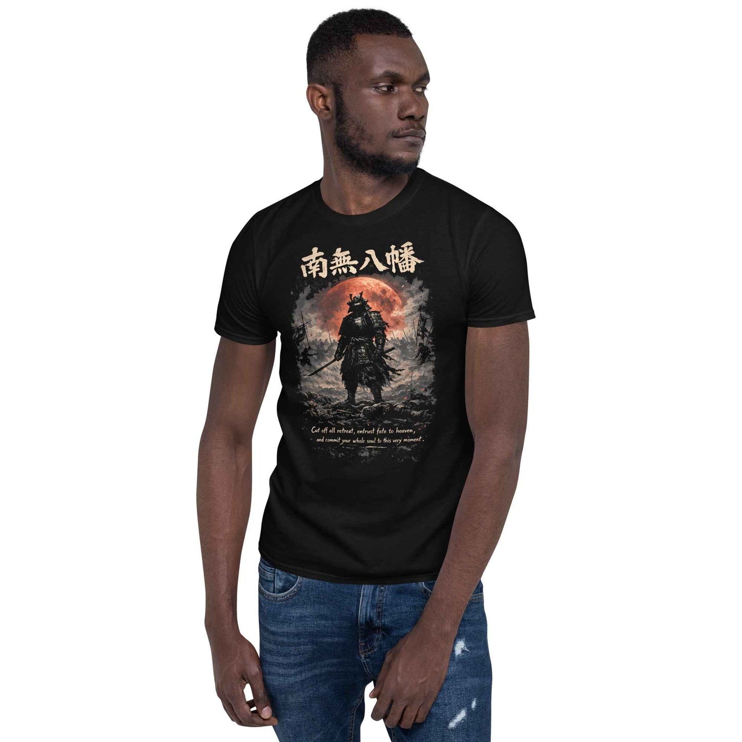 Namu Hachiman Samurai T-Shirt - Bushido Blood Moon Warrior | Premium Cotton