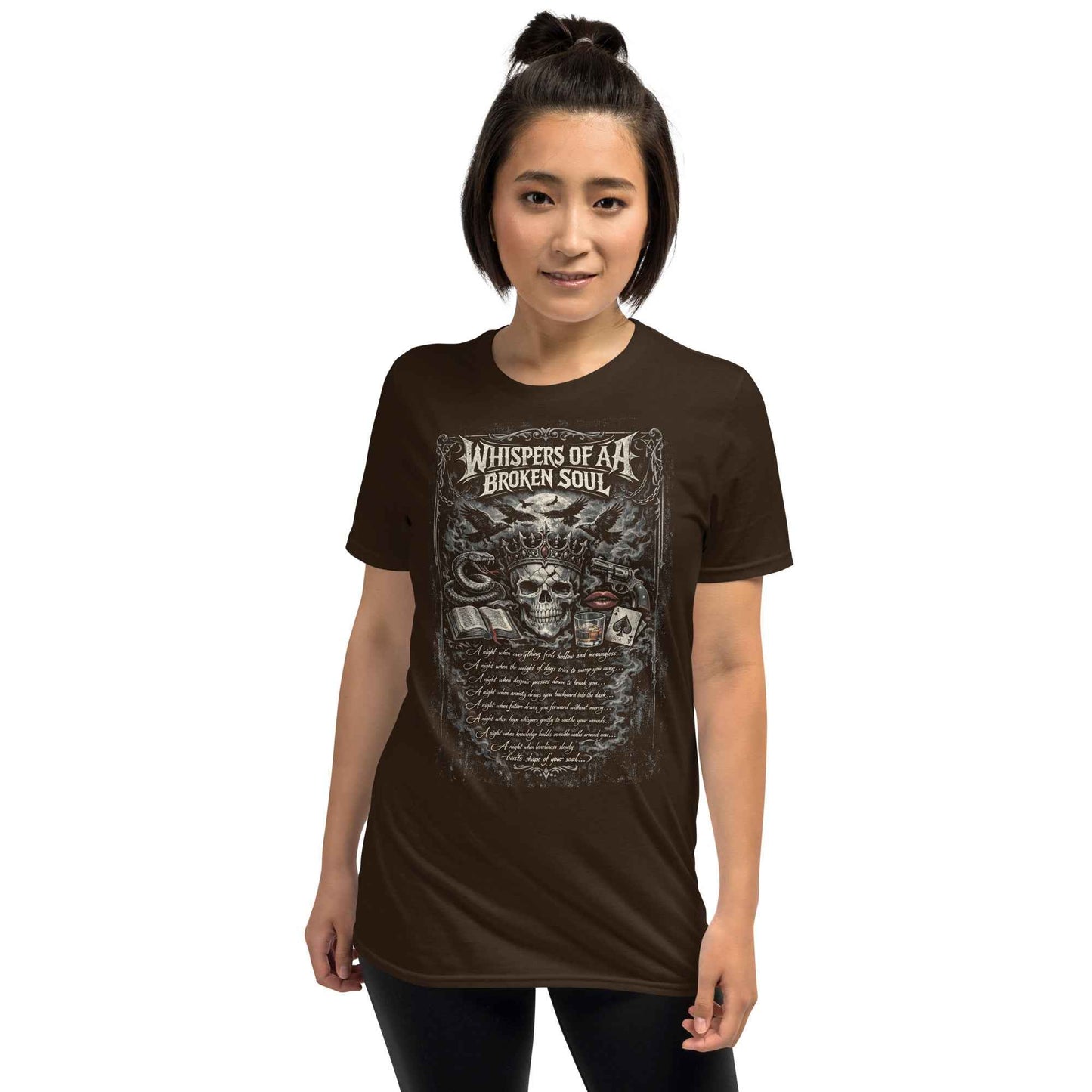 Whispers of a Broken Soul Gothic Rock T-Shirt - Dark Skull Design | Premium Cotton