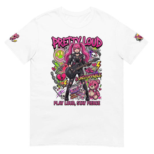 Louder Than Rules – Punk Girl Electric Guitar Graphic T-Shirt | Rock Rebel Streetwear Tee | Masatonia