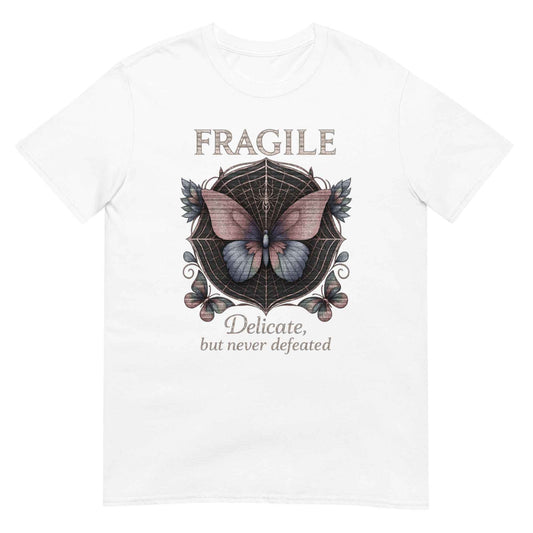 Fragile Gothic Butterfly Etching Graphic T-Shirt – Dark Romantic Spiderweb Streetwear