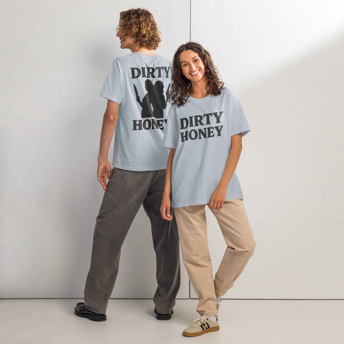 DIRTY HONEY T-Shirt - Dangerous Girls Silhouette Graphic | Oversized Garment-Dyed