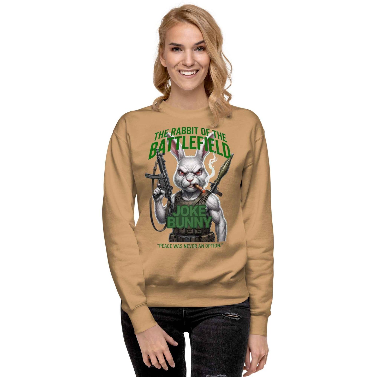 The Rabbit of the Battlefield Sweatshirt - JOKE BUNNY Angry Rabbit | Premium Sweatshirt