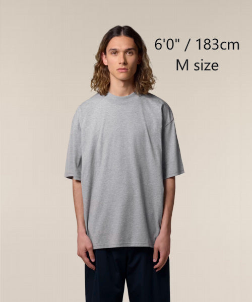T-291-OH / Unisex organic oversized high neck t-shirt "USA”