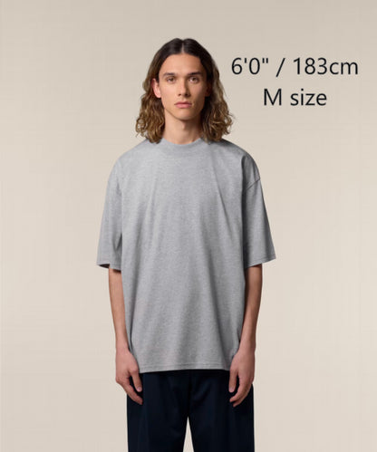 T-291-OH / Unisex organic oversized high neck t-shirt "USA”