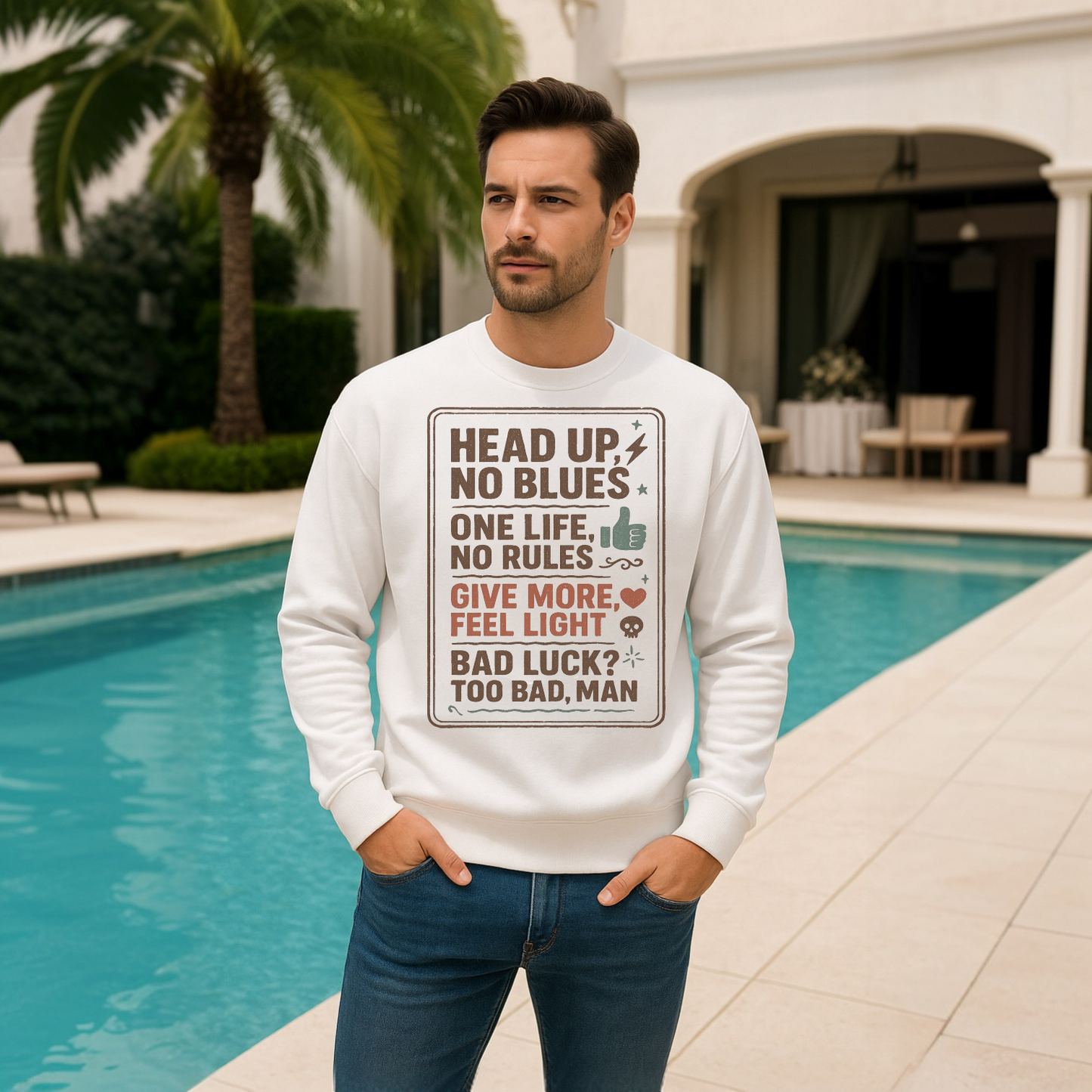 S-001 / 8.5 oz Unisex Premium Sweatshirt Masatonia "Text design”