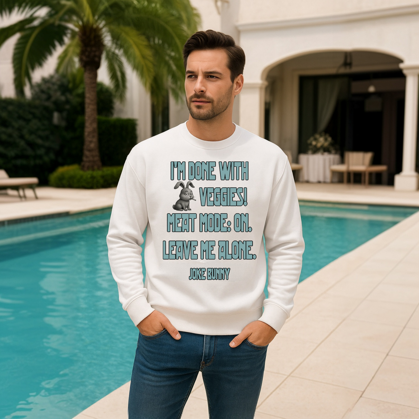 S-014 / 8.5 oz Unisex Premium Sweatshirt Masatonia "JOKE BUNNY"