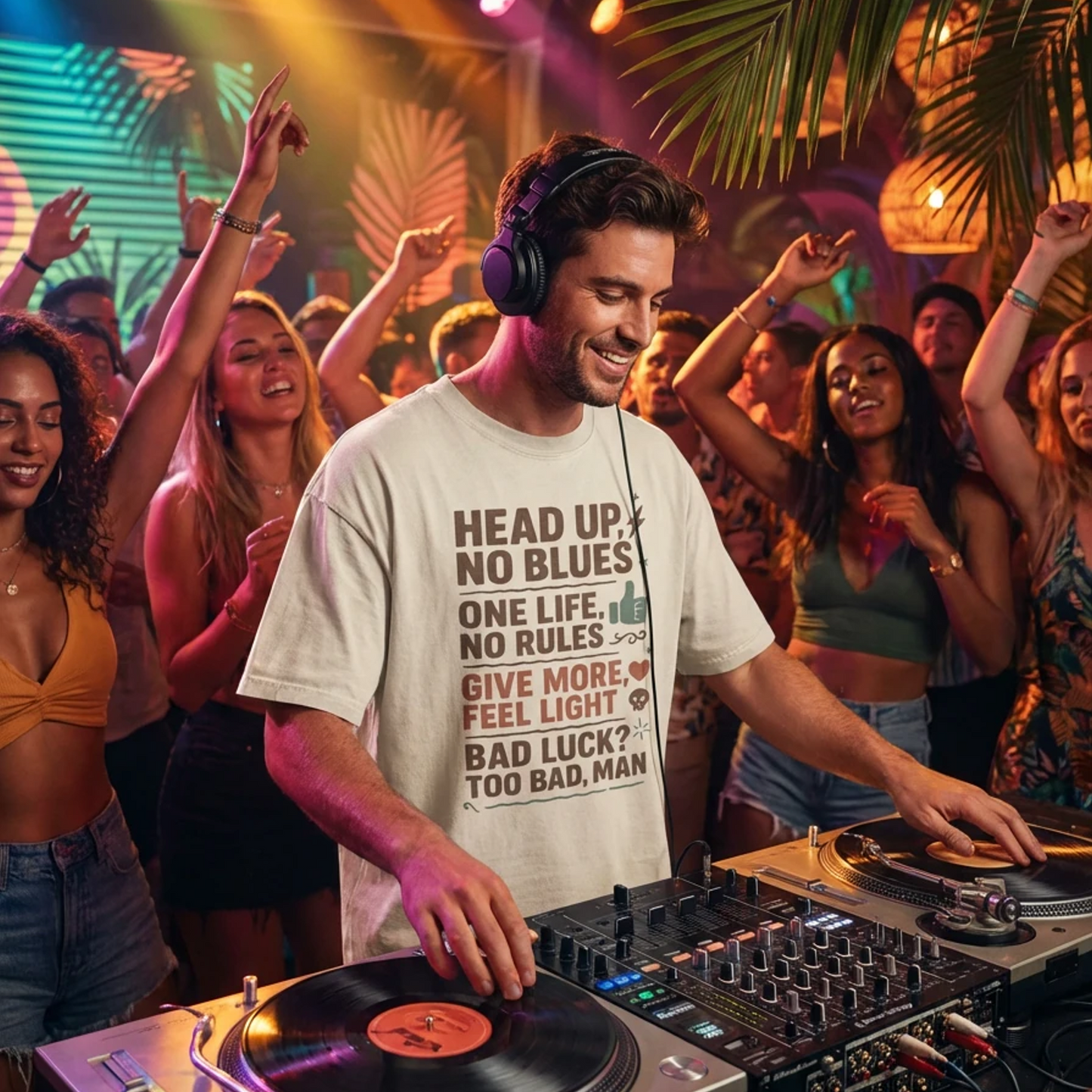 T-287-OF / Oversized faded t-shirt Masatonia "Text design"