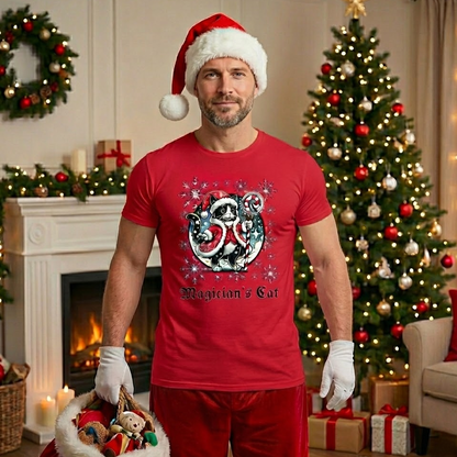 T-103-E / 5.3oz Unisex organic cotton t-shirt Masatonia "MAGICIAN'S CAT" "Christmas"
