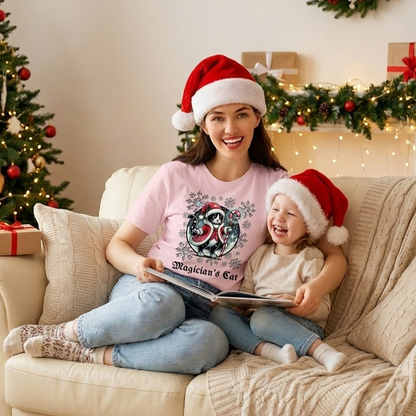 T-103-E / 5.3oz Unisex organic cotton t-shirt Masatonia "MAGICIAN'S CAT" "Christmas"