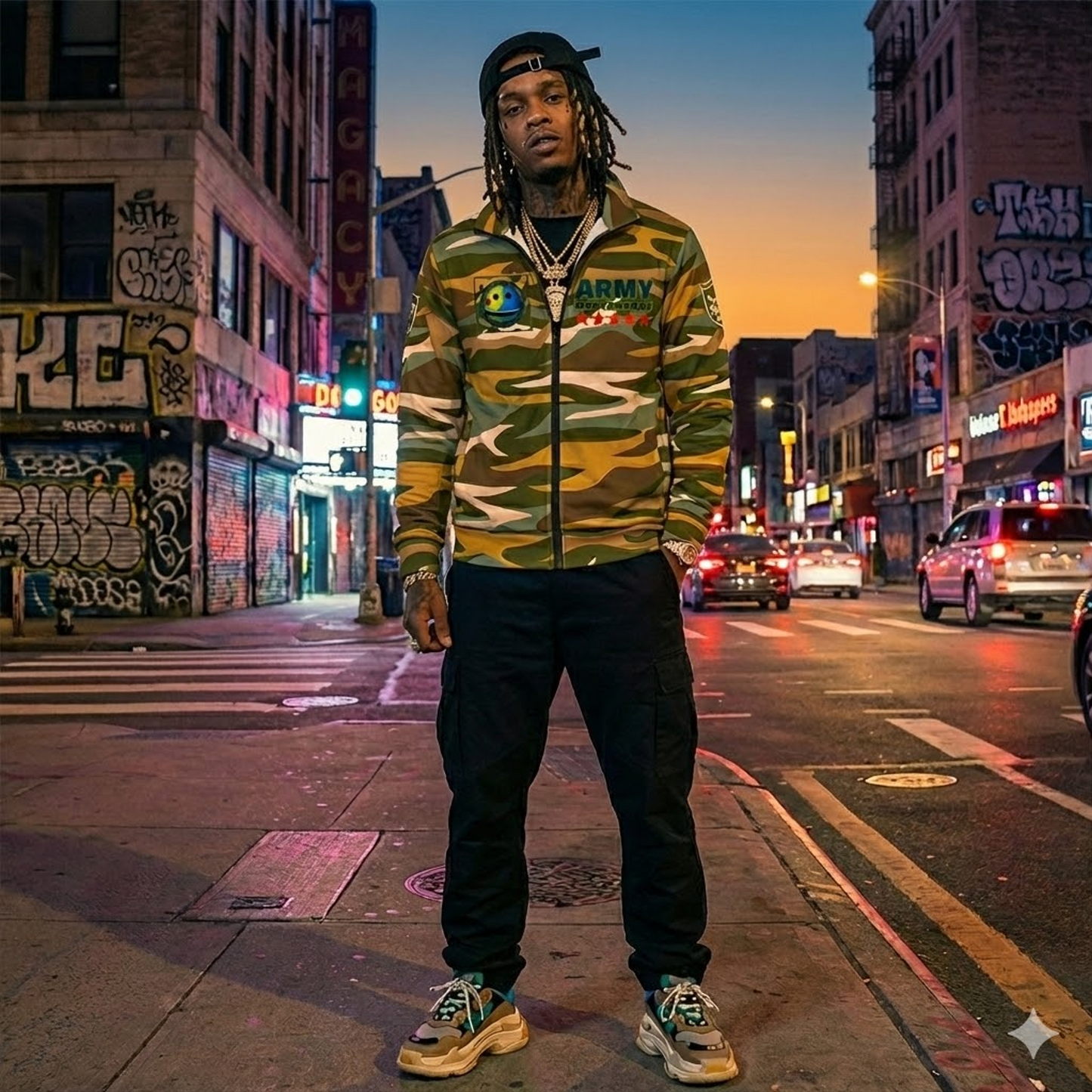 TJ-006 / 9.08oz All-Over Print Recycled Unisex Track Jacket Masatonia "ARMY" "MAD COMPANY"