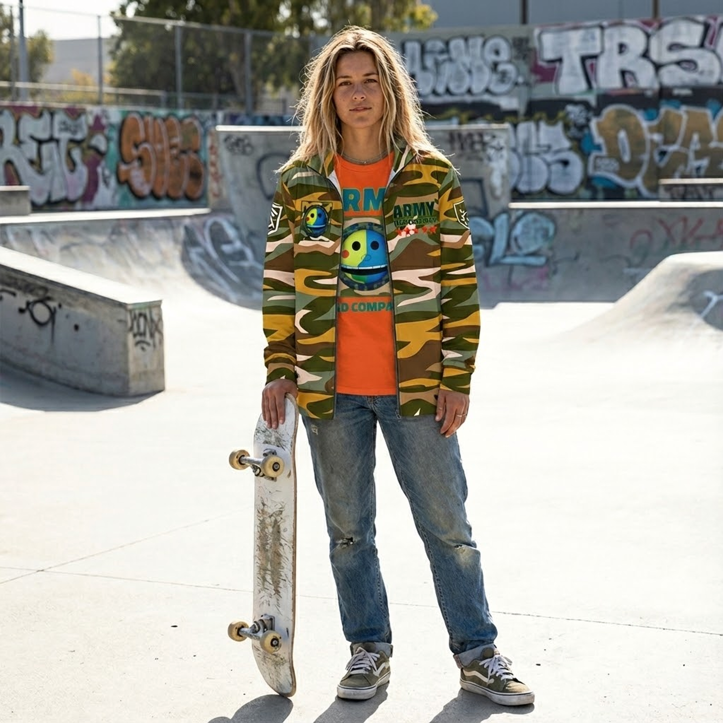 TJ-006 / 9.08oz All-Over Print Recycled Unisex Track Jacket Masatonia "ARMY" "MAD COMPANY"