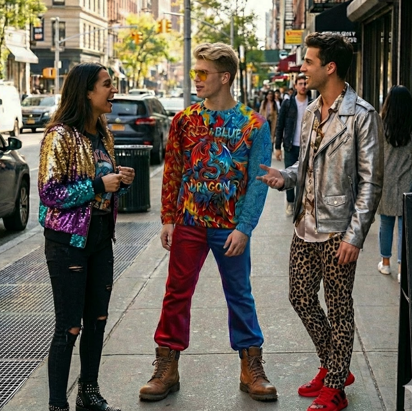 S-154-AC / Unisex cotton sweatshirt Masatonia "Red & Blue Dragon"