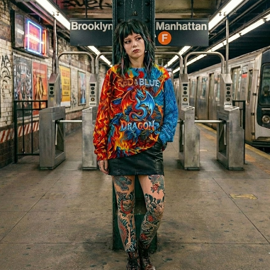 S-154-AC / Unisex cotton sweatshirt Masatonia "Red & Blue Dragon"