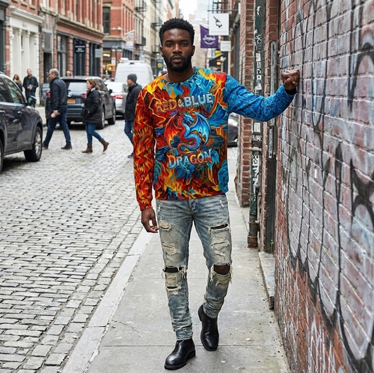 S-154-AC / Unisex cotton sweatshirt Masatonia "Red & Blue Dragon"