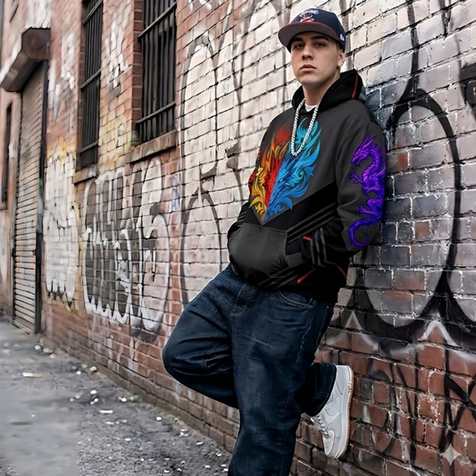 P-152-AC / Unisex cotton hoodie Masatonia "Dragon"