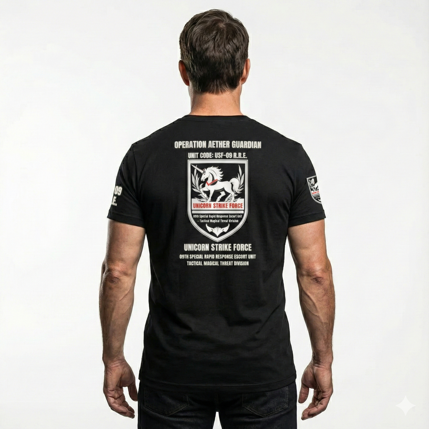 T-215-B / Short-Sleeve Unisex T-Shirt "Masatonia" "Military" "unicorn strike force" 09 unit