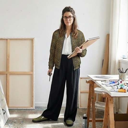 BJ-003 | Luxury Greek Key Bomber Jacket - Unisex All-Over Print