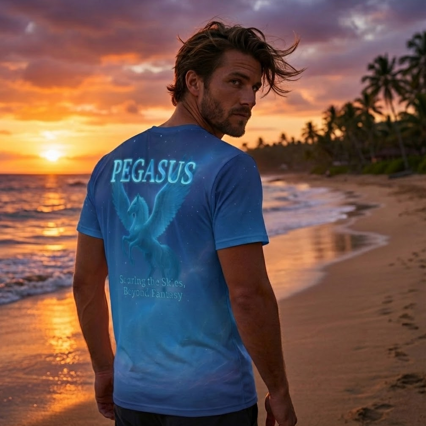 T-301-AC / Men’s cotton crew neck t-shirt Masatonia "Pegasus"