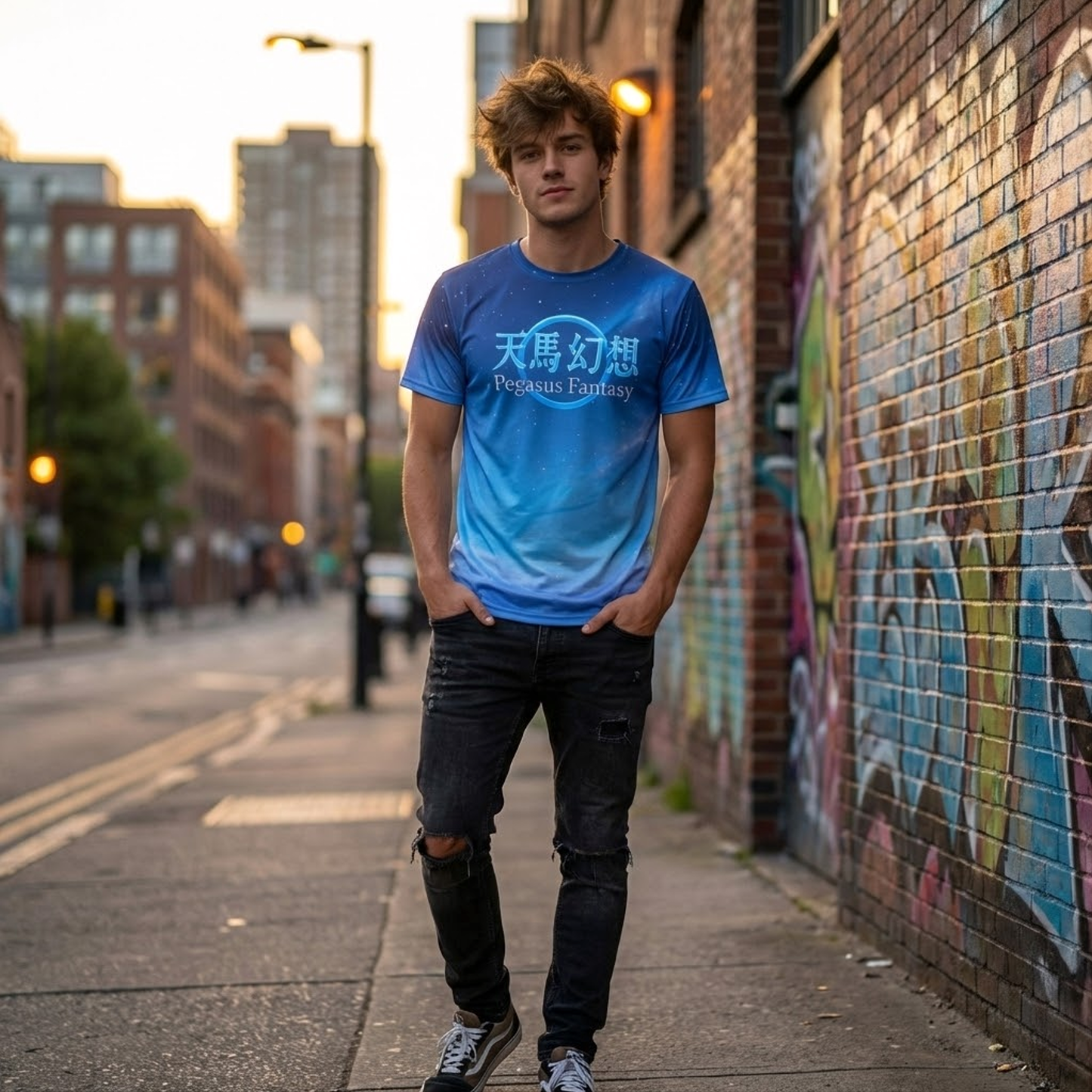 T-301-AC / Men’s cotton crew neck t-shirt Masatonia "Pegasus"