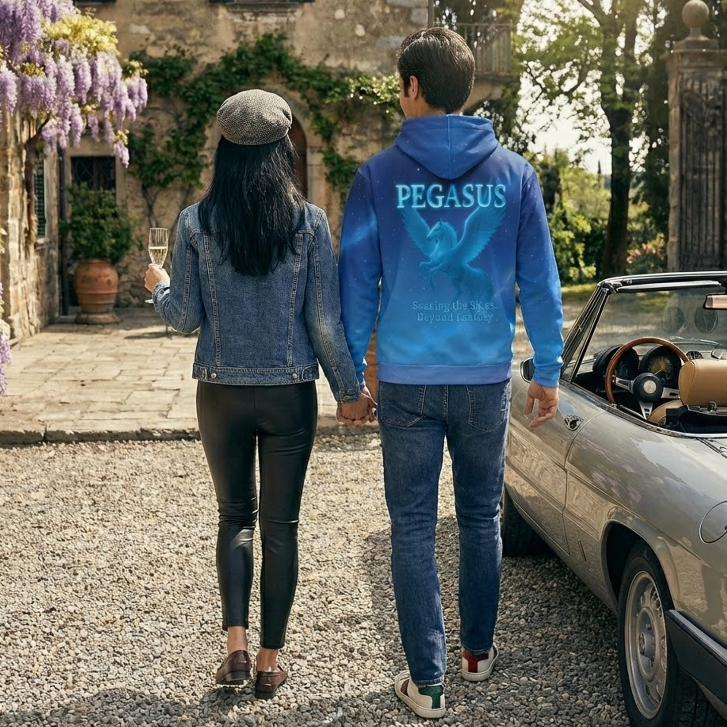 P-153-AC / Unisex cotton hoodie Masatonia "Pegasus"