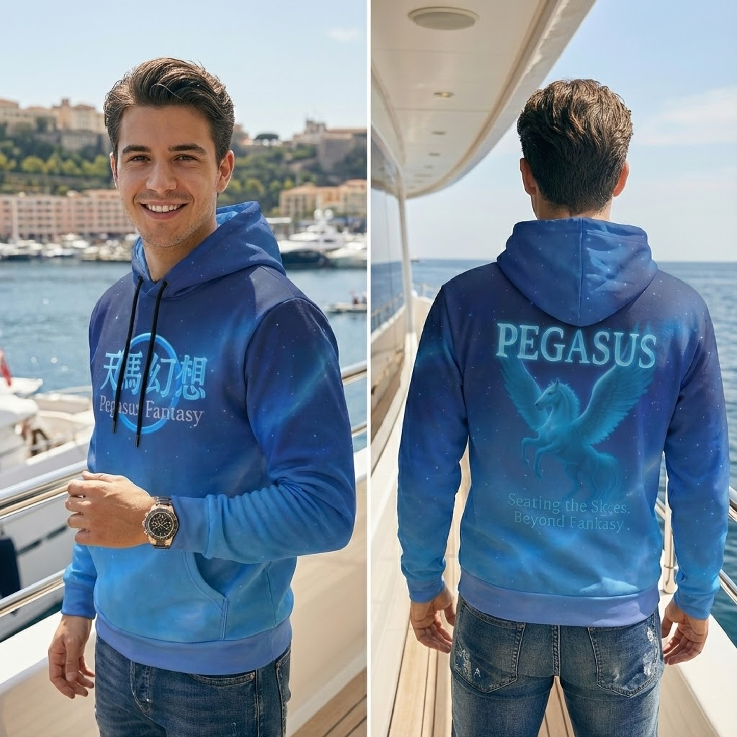 P-153-AC / Unisex cotton hoodie Masatonia "Pegasus"