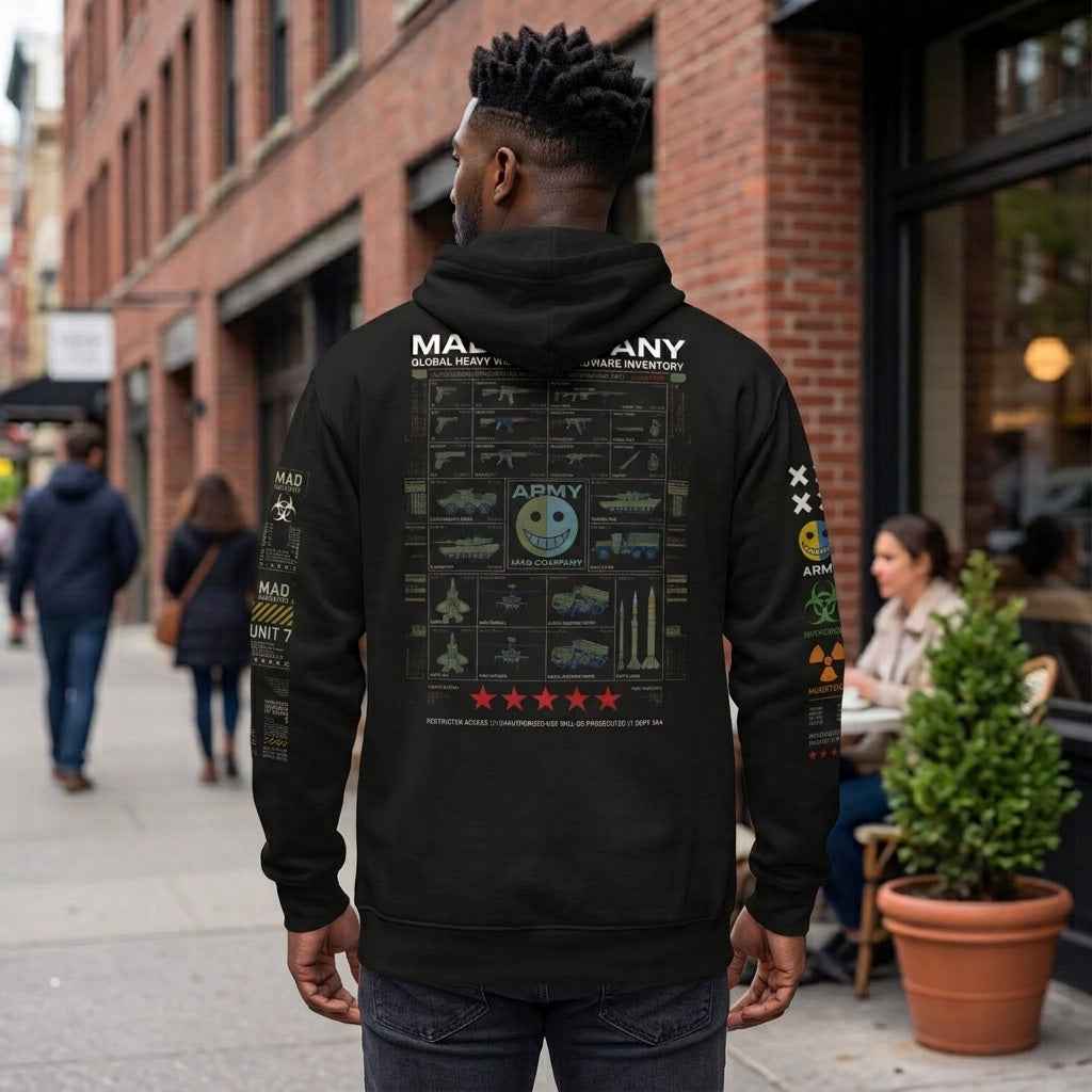 MAD COMPANY Dystopian Military Graphic Fleece Zip-Up Hoodie