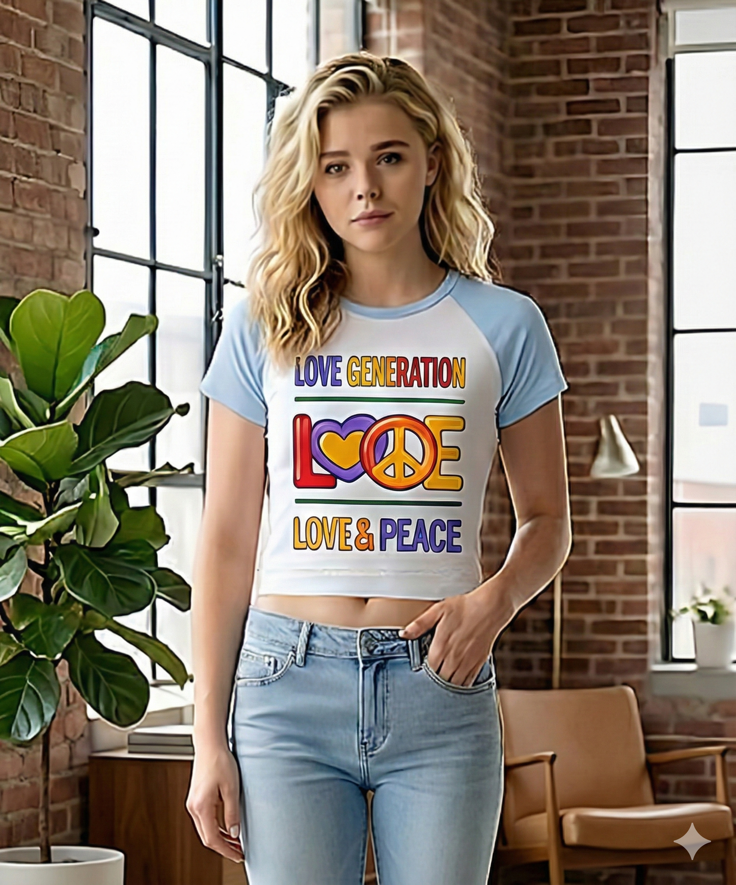 WT-006 / Women’s micro rib raglan baby tee Masatonia "Love & Peace"