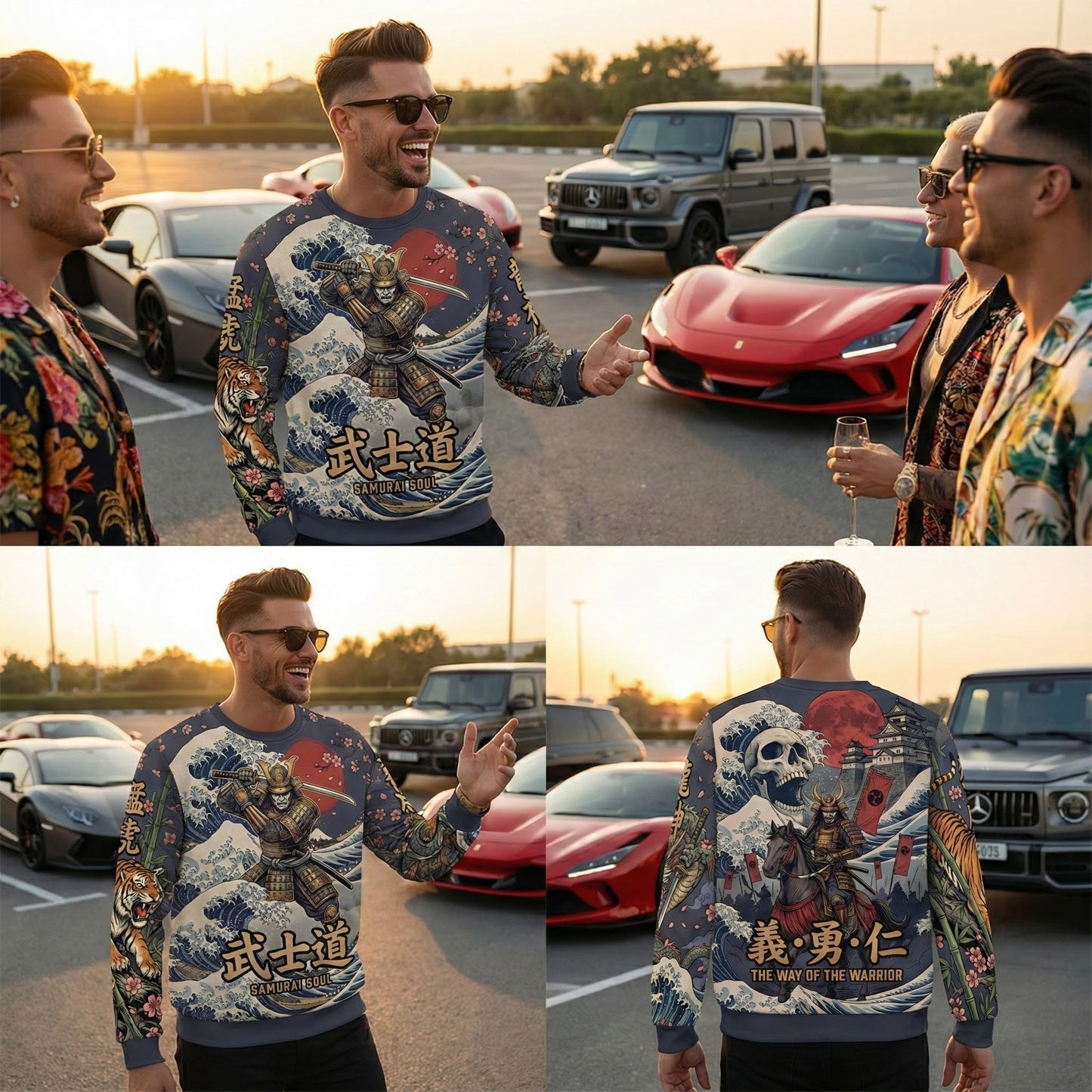 S-155-AC / Unisex cotton sweatshirt Masatonia "BUSHI" "SAMURAI" "TIGER" "DRAGON" "JAPAN"