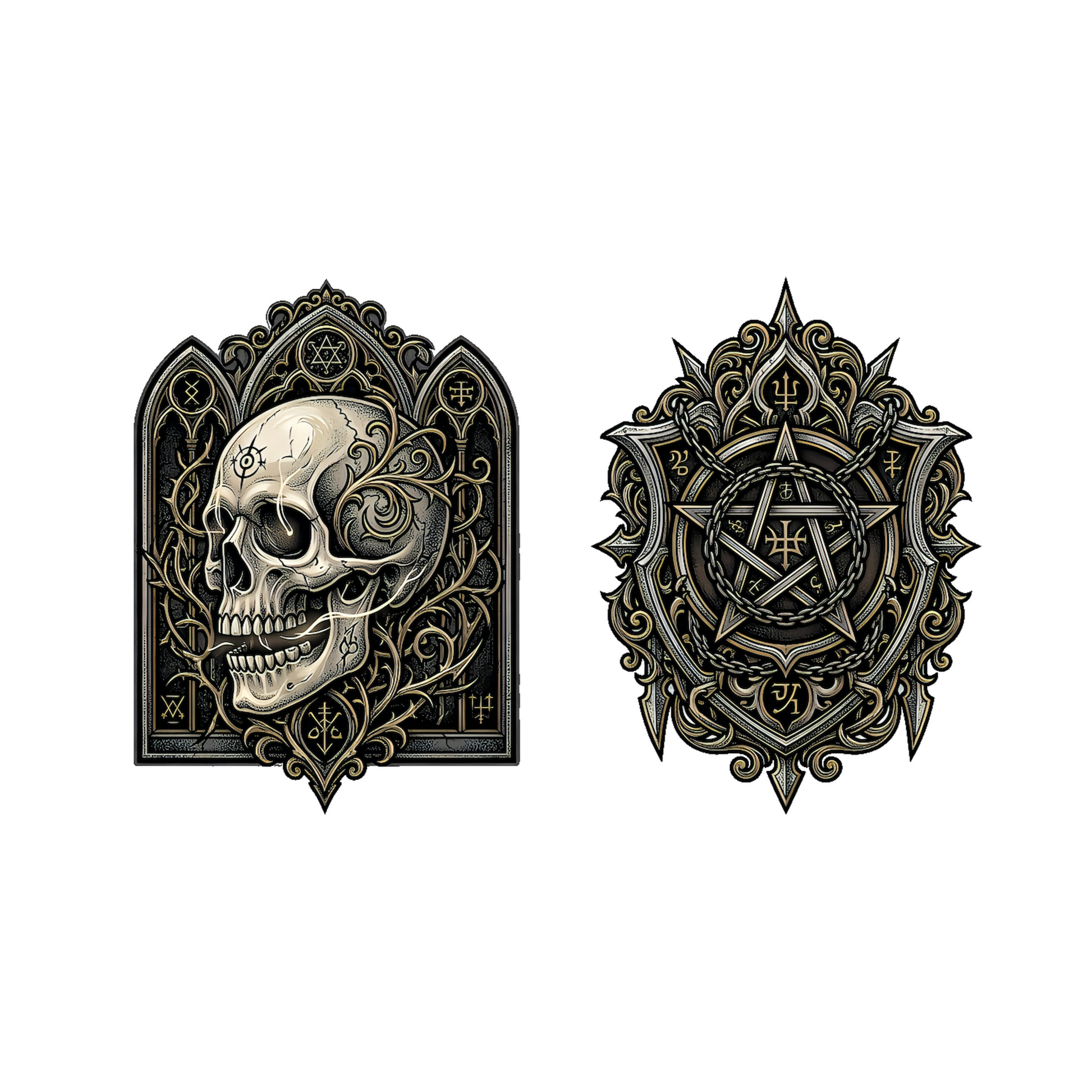 Gothic Occult Graphic T-Shirt - Dark Fantasy Ritual Design | All-Over Print