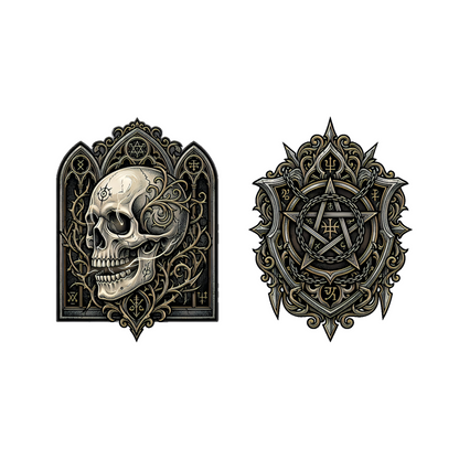 Gothic Occult Graphic T-Shirt - Dark Fantasy Ritual Design | All-Over Print