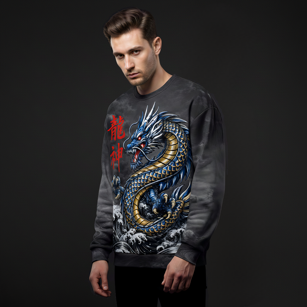 RYUJIN DESCENT Dragon Sweatshirt - All-Over Print | Japanese Mythology