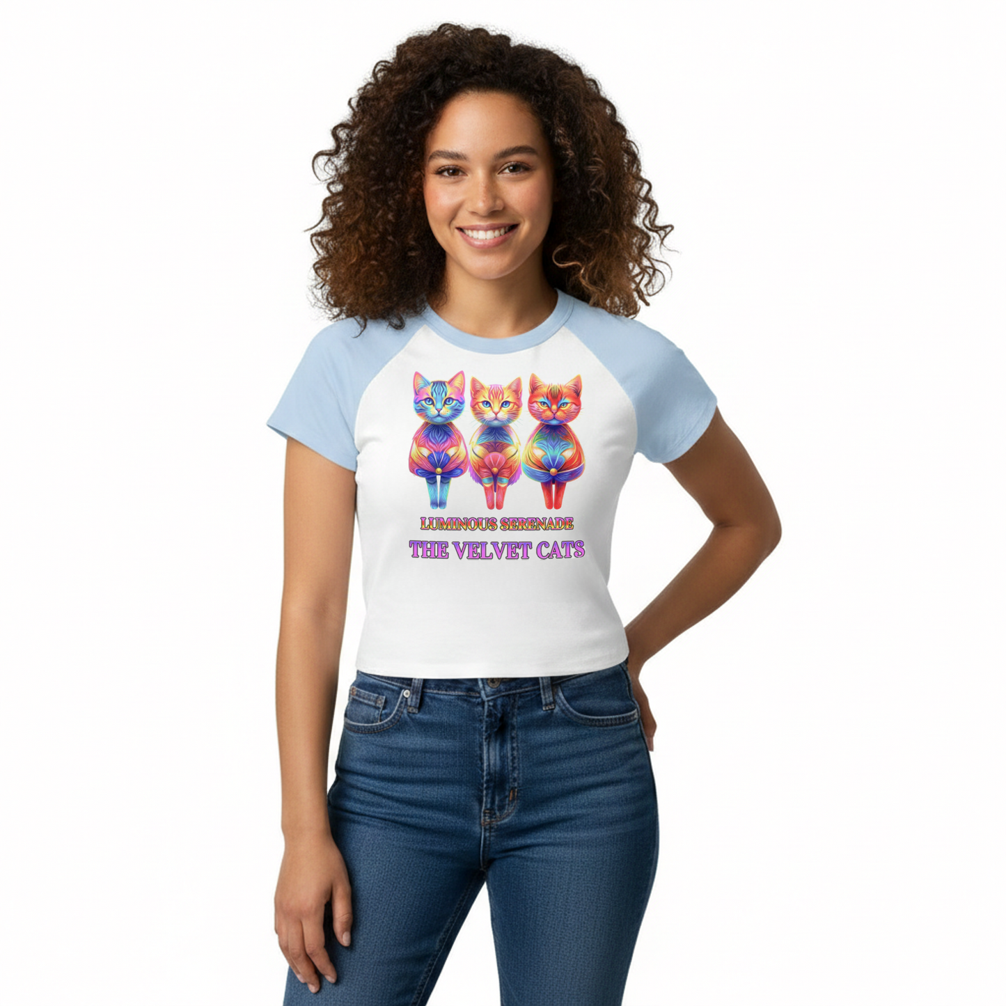 Luminous Serenade Women's Baby Tee - The Velvet Cats | Premium Cotton Blend