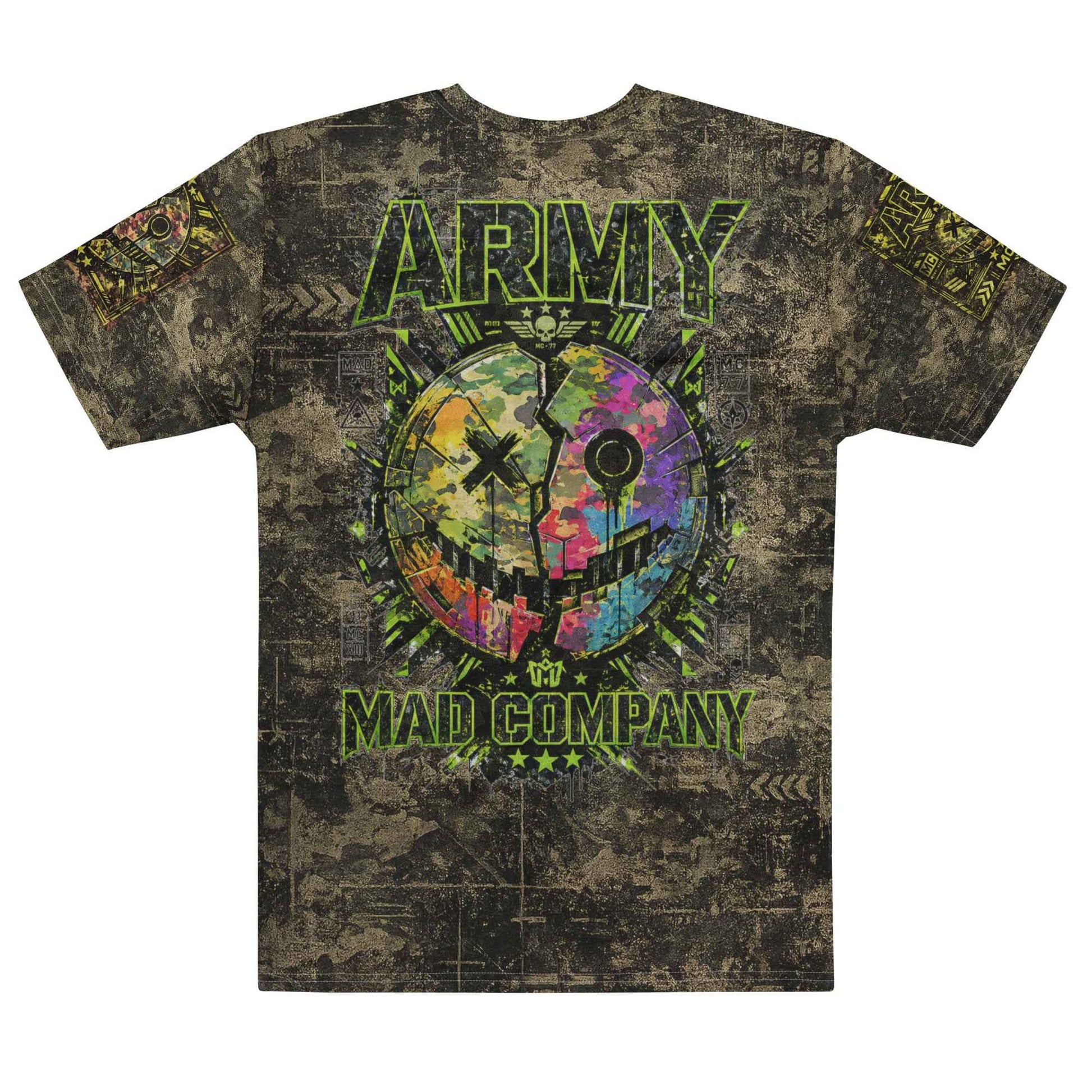 ARMY MAD COMPANY All-Over Print T-Shirt - Military Streetwear Tactical Graphic Tee | Front, Back & Sleeve Print
