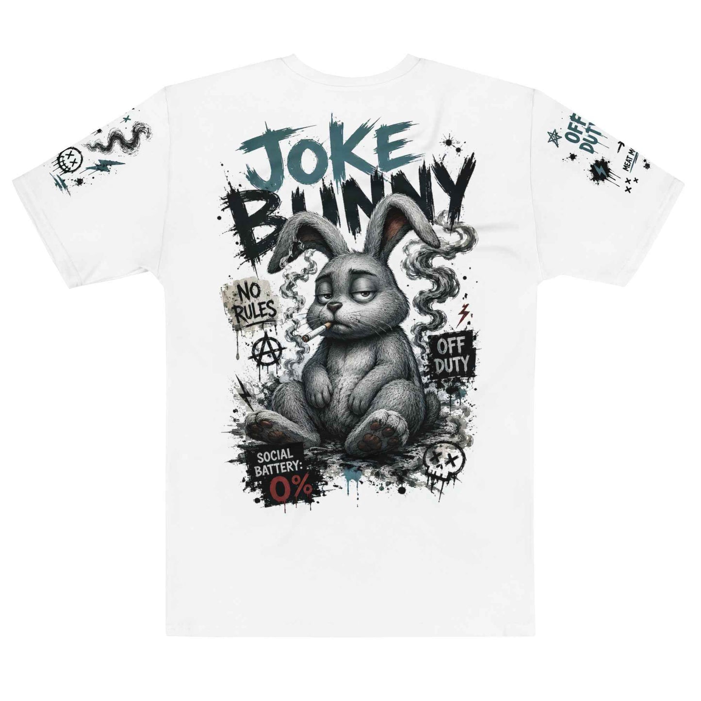 JOKE BUNNY™ Graphic T-Shirt - Grunge Punk Meme Streetwear | Multi-Print Front, Back & Sleeve Design