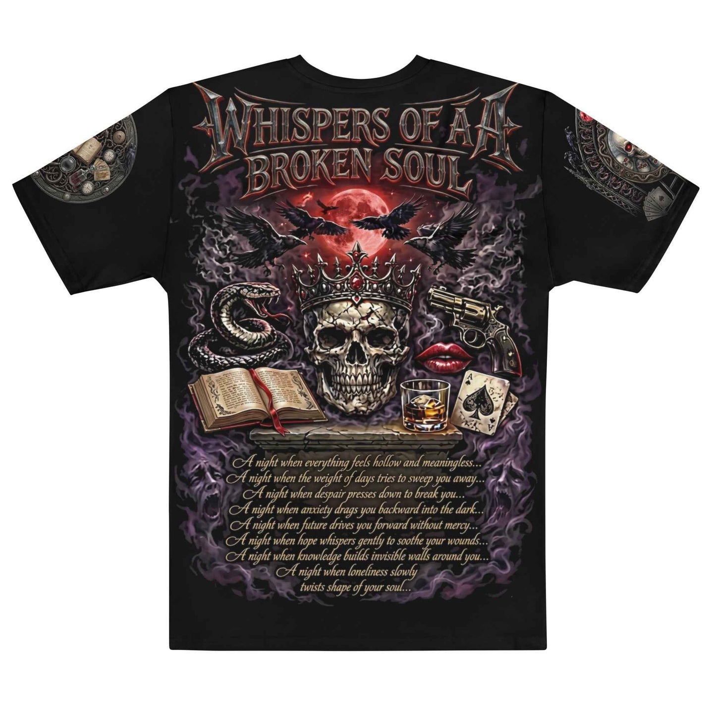 WHISPERS OF A BROKEN SOUL™ Full Eclipse | All-Over Print Gothic T-Shirt | Dark Streetwear | Masatonia