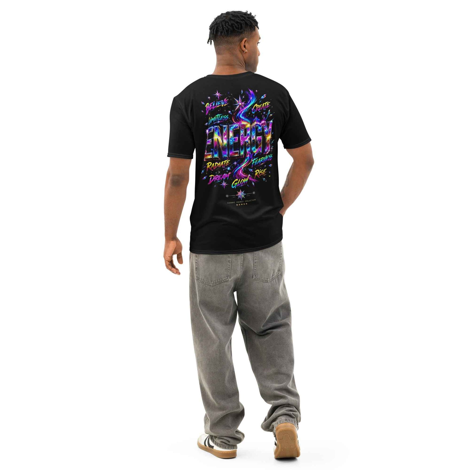 COSMIC ENERGY™ Holographic Rainbow Graphic T-Shirt | Futuristic Streetwear | Festival Y2K EDM