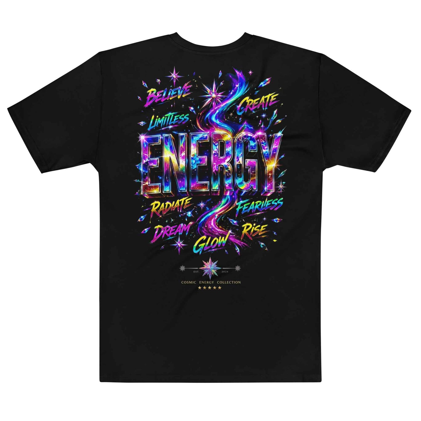 COSMIC ENERGY™ Holographic Rainbow Graphic T-Shirt | Futuristic Streetwear | Festival Y2K EDM
