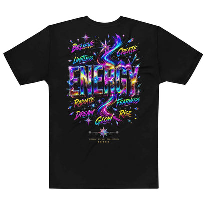 COSMIC ENERGY™ Holographic Rainbow Graphic T-Shirt | Futuristic Streetwear | Festival Y2K EDM