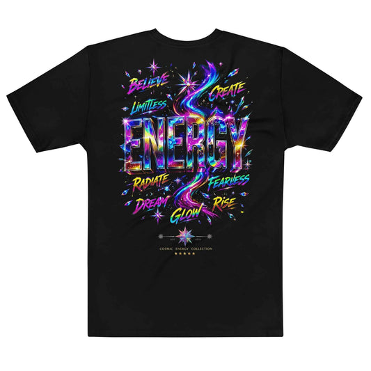 COSMIC ENERGY™ Holographic Rainbow Graphic T-Shirt | Futuristic Streetwear | Festival Y2K EDM