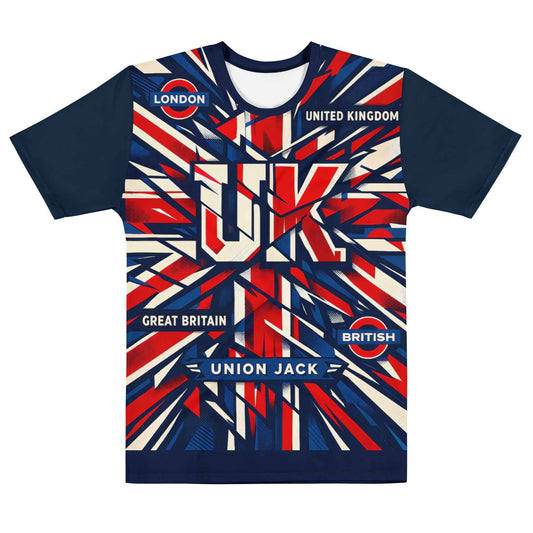 Luxury UK Union Jack All-Over Print T-Shirt - British Punk Streetwear Graphic Tee | Red White Blue Design