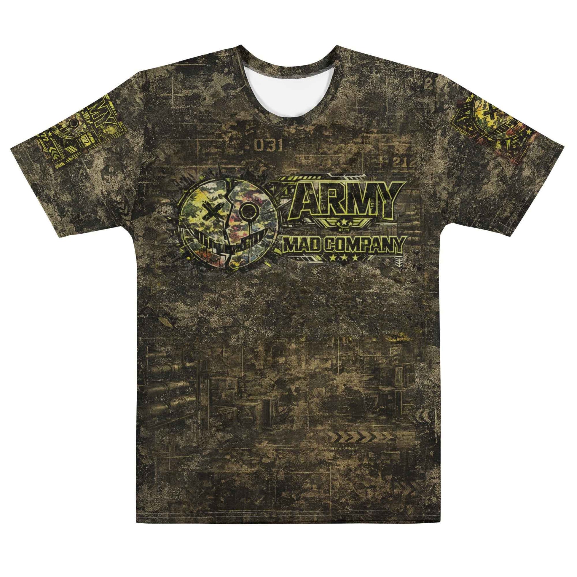 ARMY MAD COMPANY All-Over Print T-Shirt - Military Streetwear Tactical Graphic Tee | Front, Back & Sleeve Print