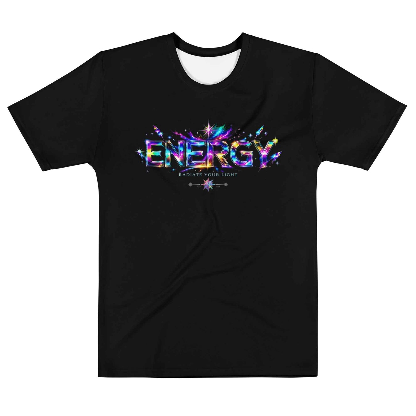 COSMIC ENERGY™ Holographic Rainbow Graphic T-Shirt | Futuristic Streetwear | Festival Y2K EDM