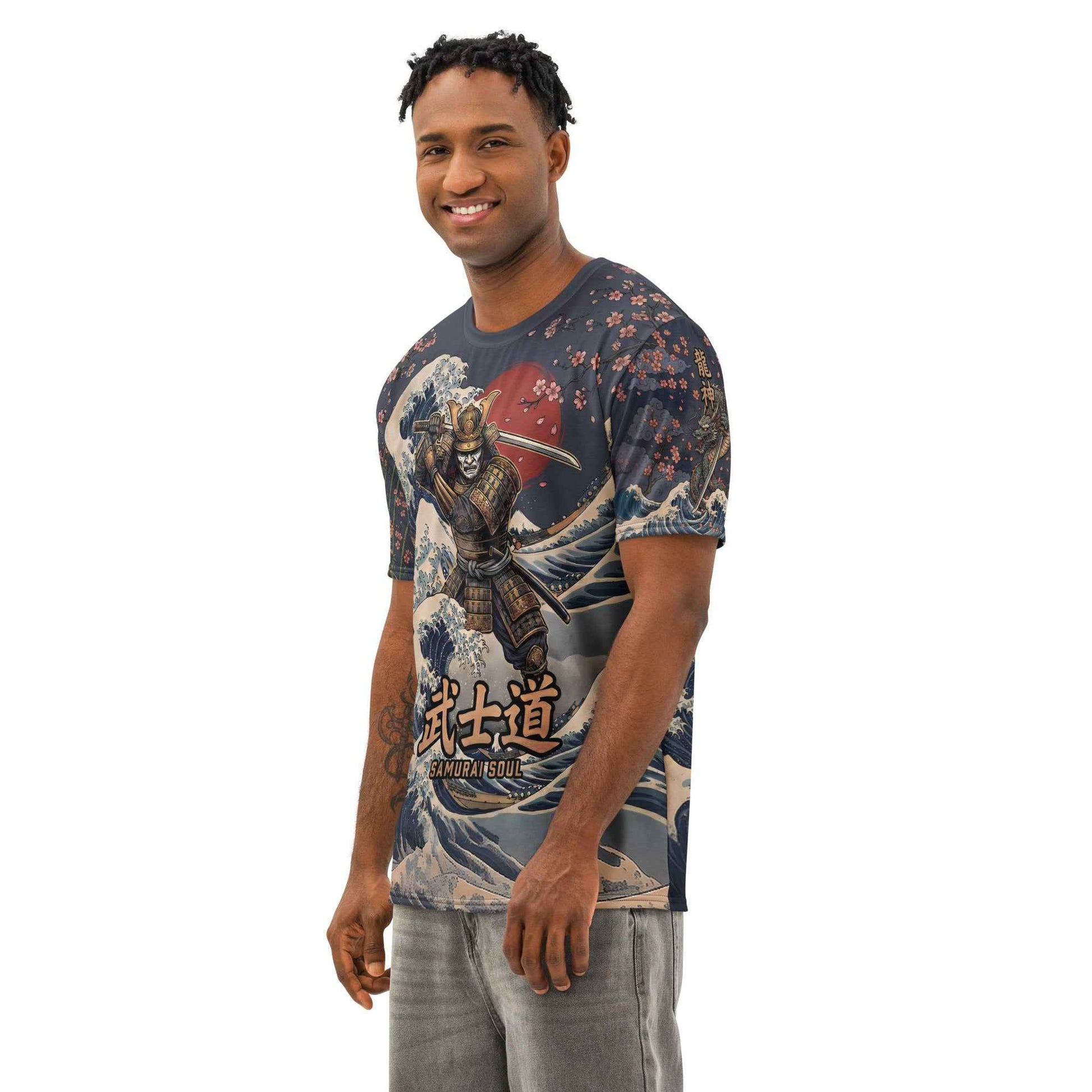 Samurai Soul All-Over Print T-Shirt - Tiger Dragon 360° Design | 96% Cotton