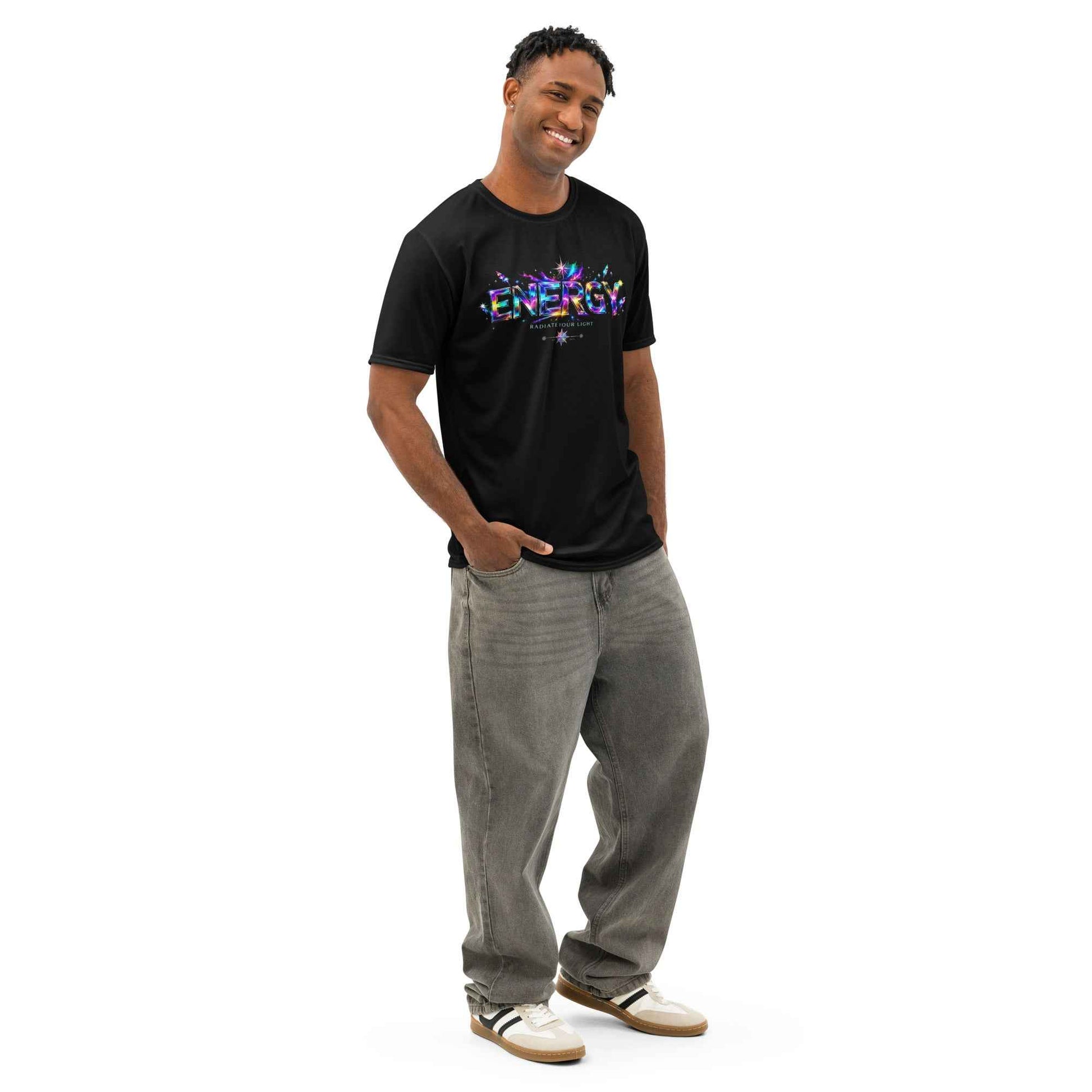 COSMIC ENERGY™ Holographic Rainbow Graphic T-Shirt | Futuristic Streetwear | Festival Y2K EDM