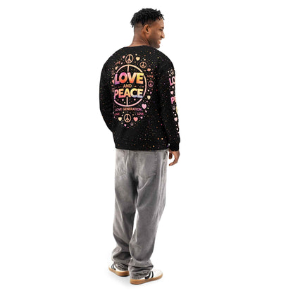 LOVE GENERATION All-Over Print Sweatshirt - LOVE AND PEACE Graphic | Unisex Streetwear Crewneck