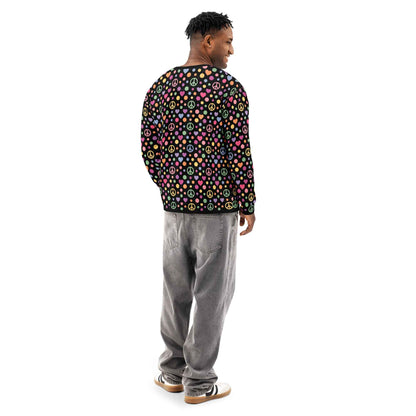 LOVE GENERATION All-Over Print Sweatshirt - Heart & Peace Symbol Pop Art | Unisex Streetwear Crewneck