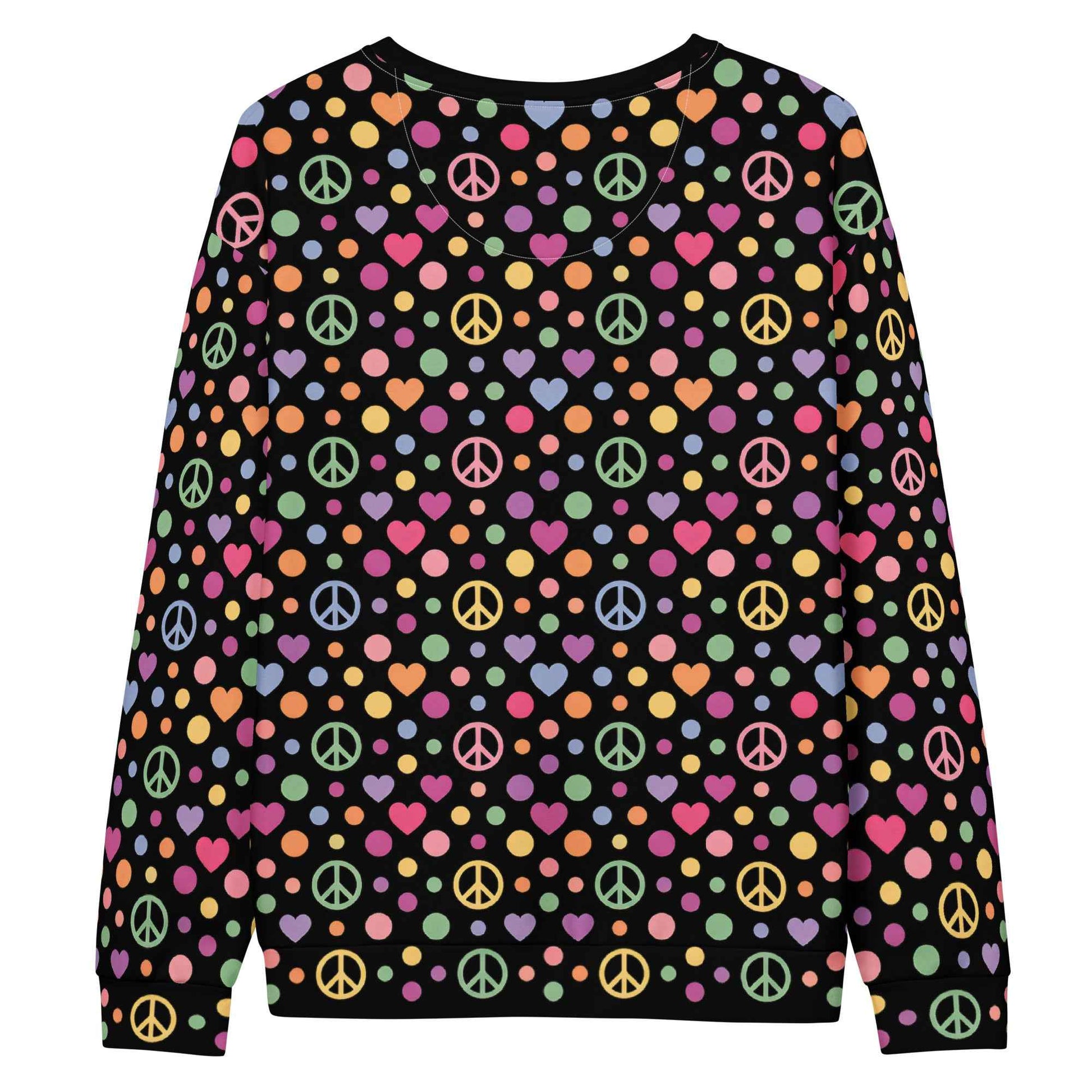 LOVE GENERATION All-Over Print Sweatshirt - Heart & Peace Symbol Pop Art | Unisex Streetwear Crewneck