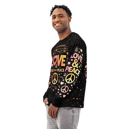 LOVE GENERATION All-Over Print Sweatshirt - LOVE AND PEACE Graphic | Unisex Streetwear Crewneck