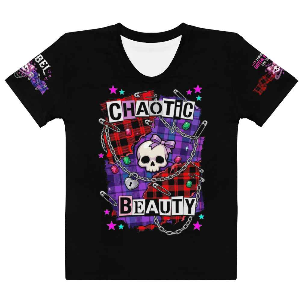 Chaotic Beauty Pop-Gothic Graphic Stretch Tee – Women's All-Over Print